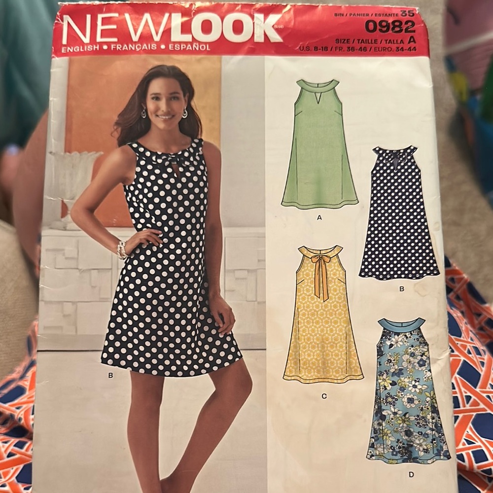 New Look Polka Dot Dress Pattern-size 8 to 10,easy to sew pattern 090982